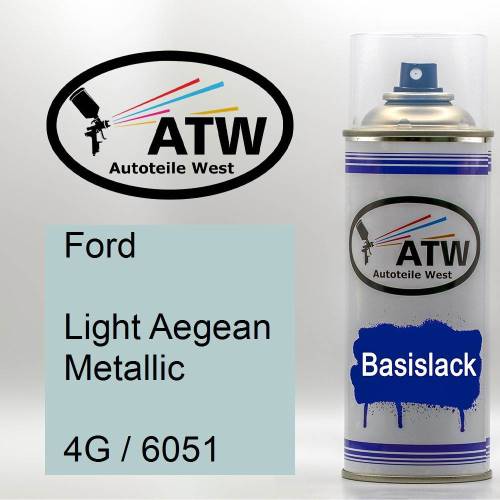 Ford, Light Aegean Metallic, 4G / 6051: 400ml Sprühdose, von ATW Autoteile West.